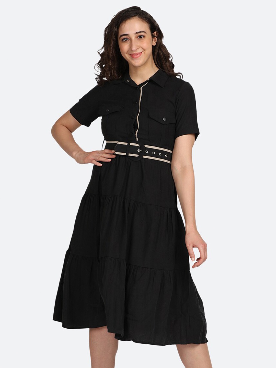 

BOLDMISS Black Midi Dress