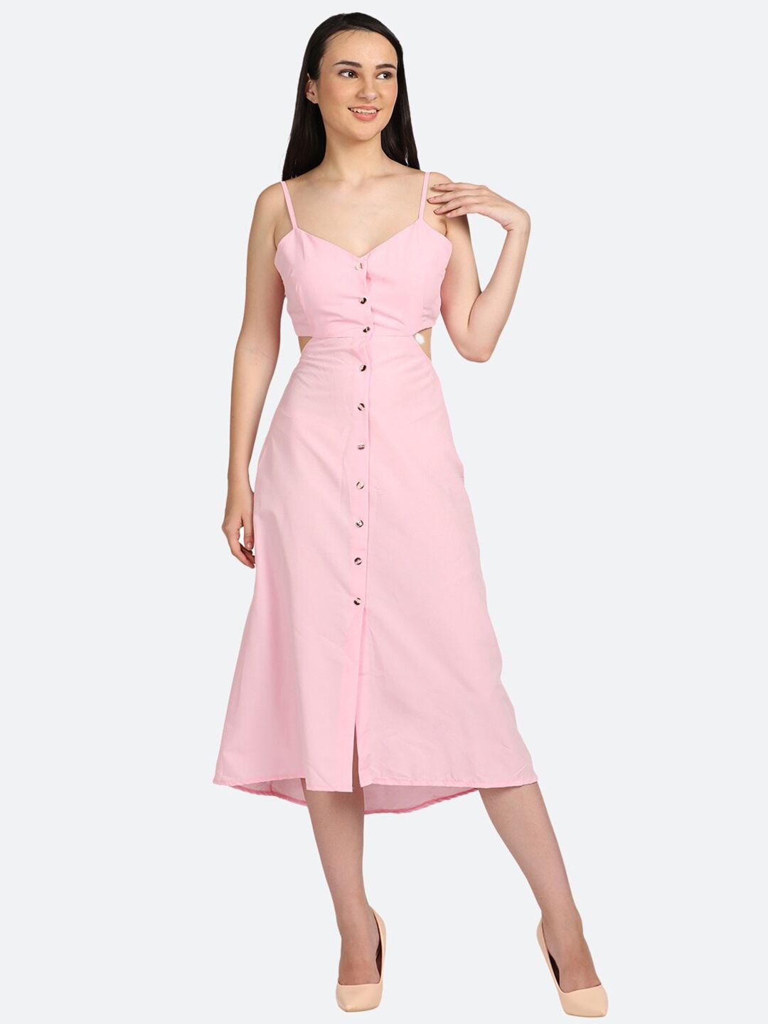 

BOLDMISS Pink A-Line Midi Dress