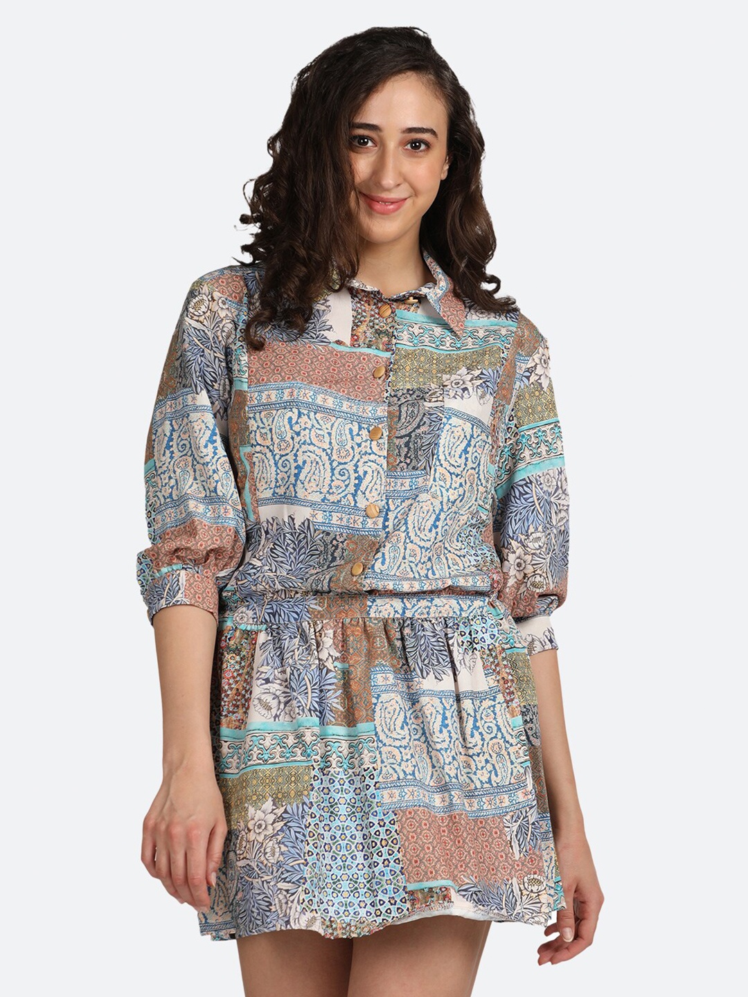 

BOLDMISS Blue Ethnic Motifs Dress