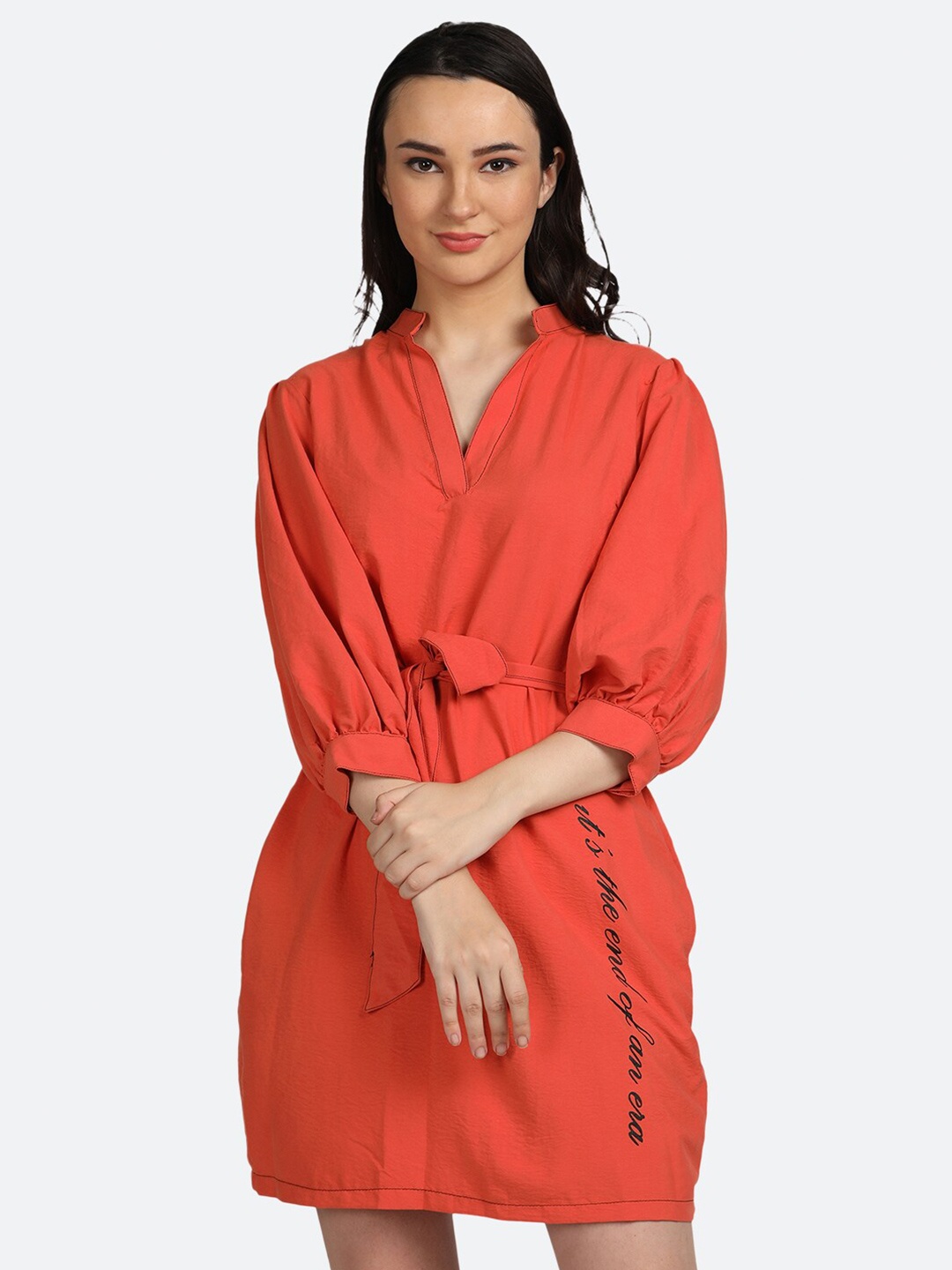 

BOLDMISS Orange Shirt Dress