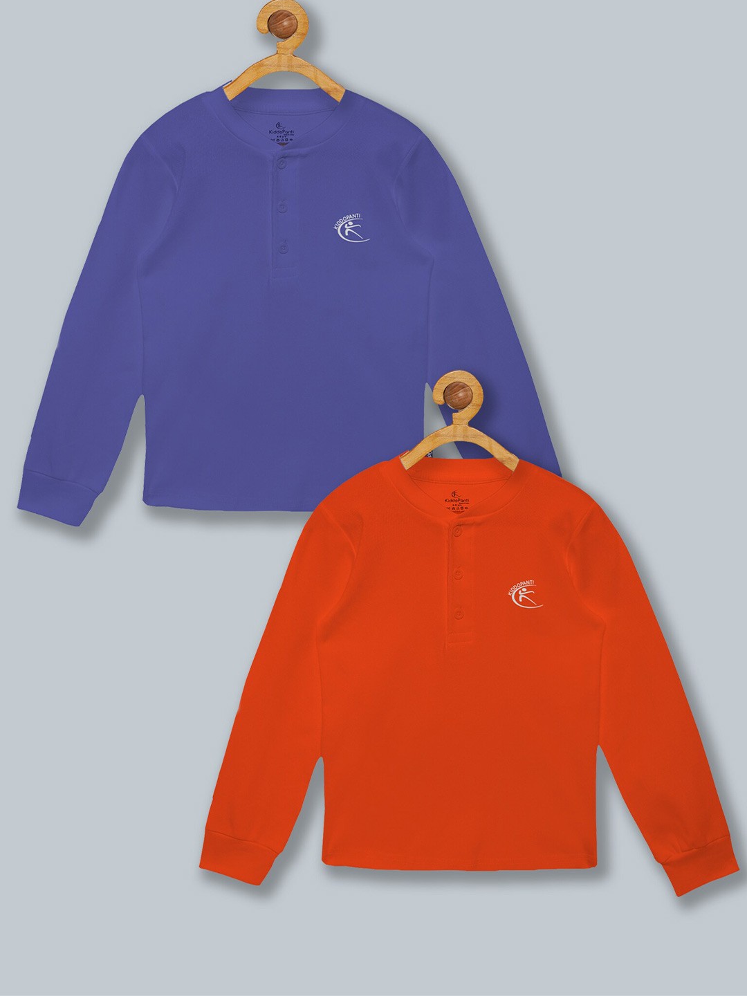 

KiddoPanti Kids Blue 2 Henley Neck T-shirt