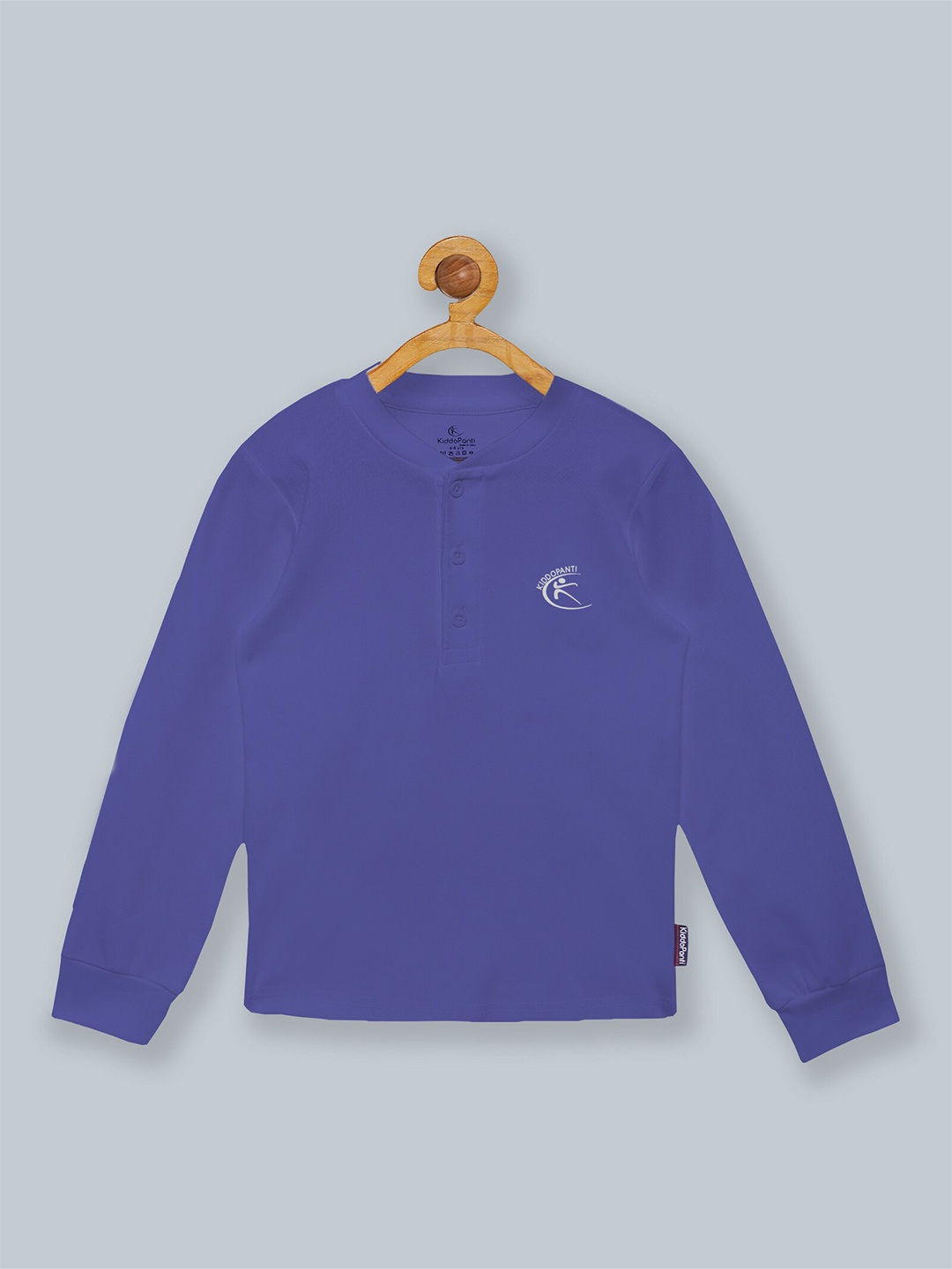 

KiddoPanti Kids Blue Mandarin Collar T-shirt