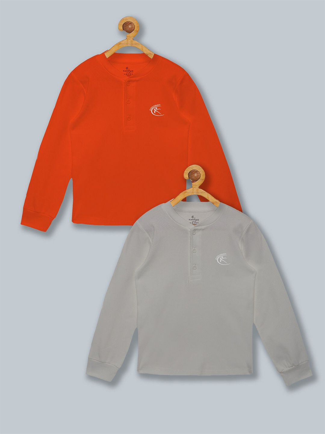 

KiddoPanti Kids Orange 2 Henley Neck T-shirt