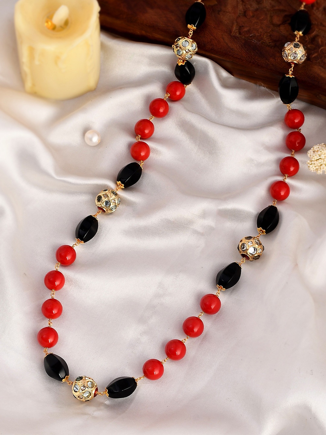 

DASTOOR Gold-Toned & Red Brass Gold-Plated Necklace