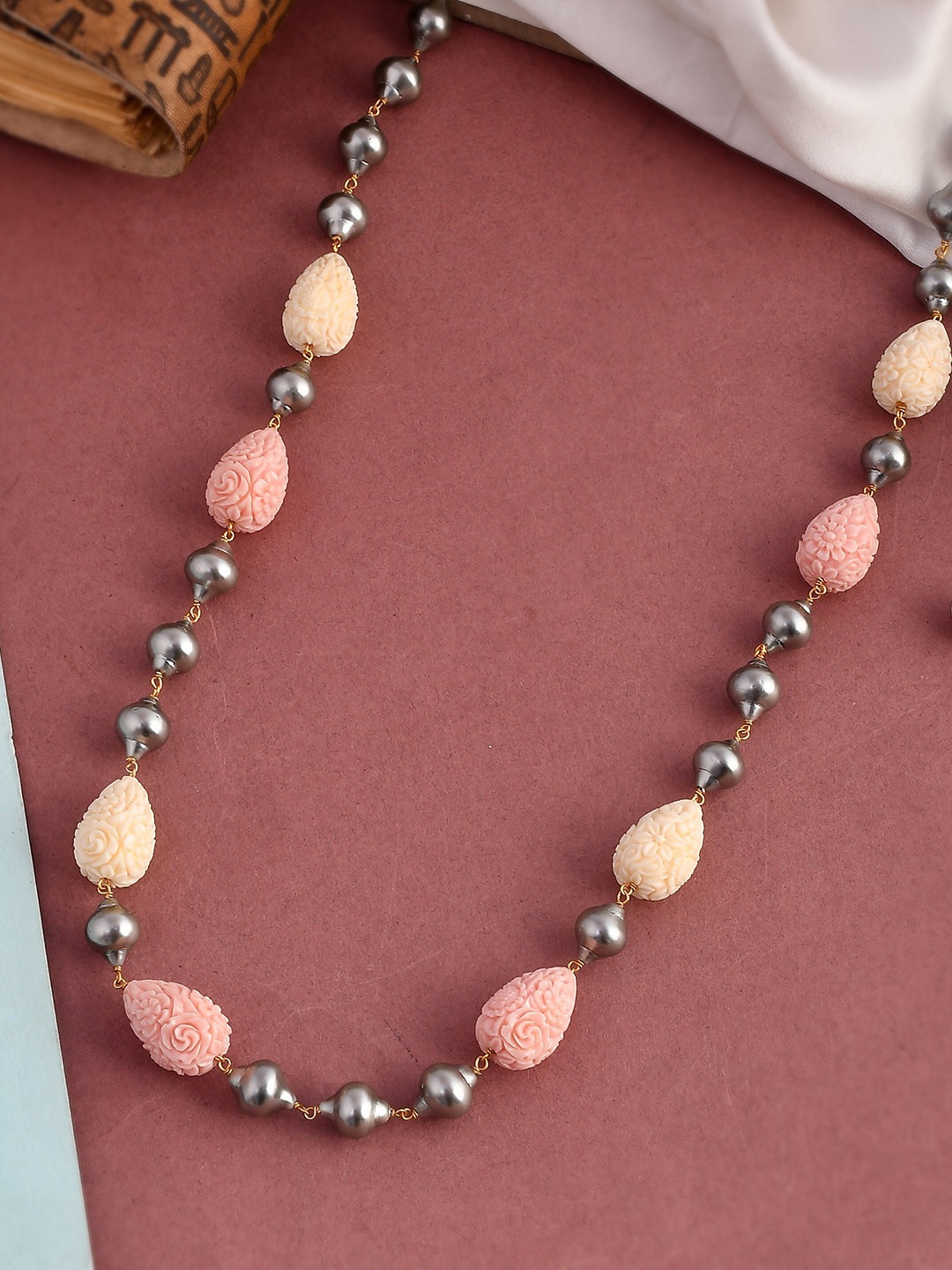 

DASTOOR Women Gold-Toned & Peach Brass Gold-Plated Necklace