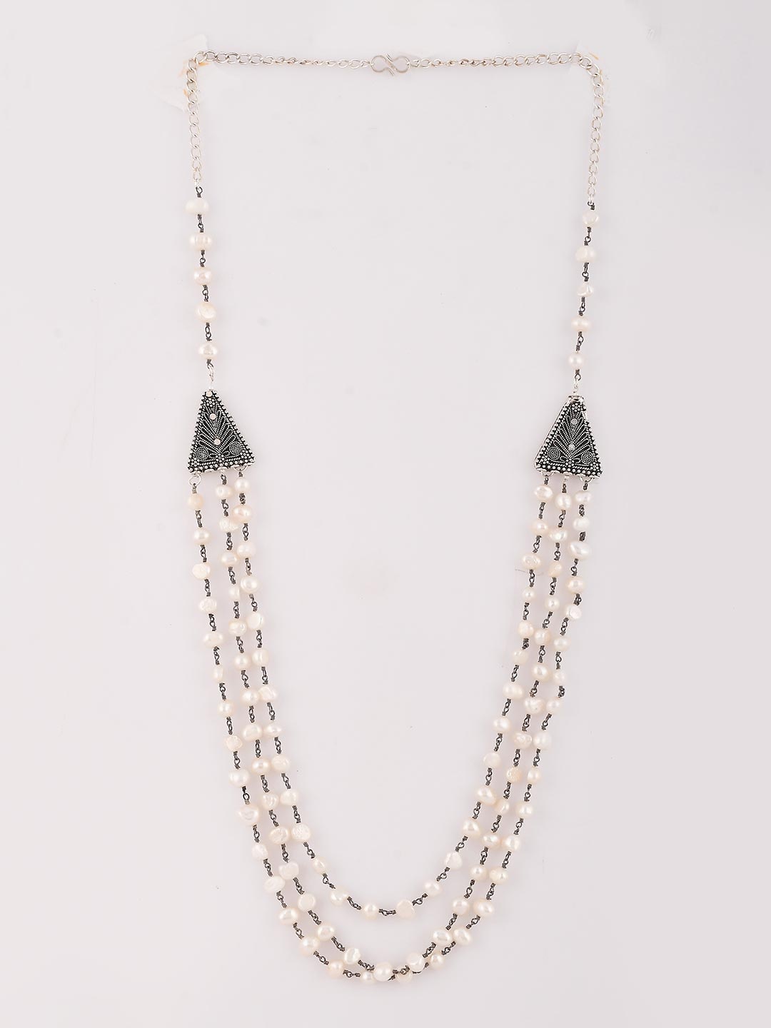 

DASTOOR Silver-Toned & White Brass Silver-Plated Necklace