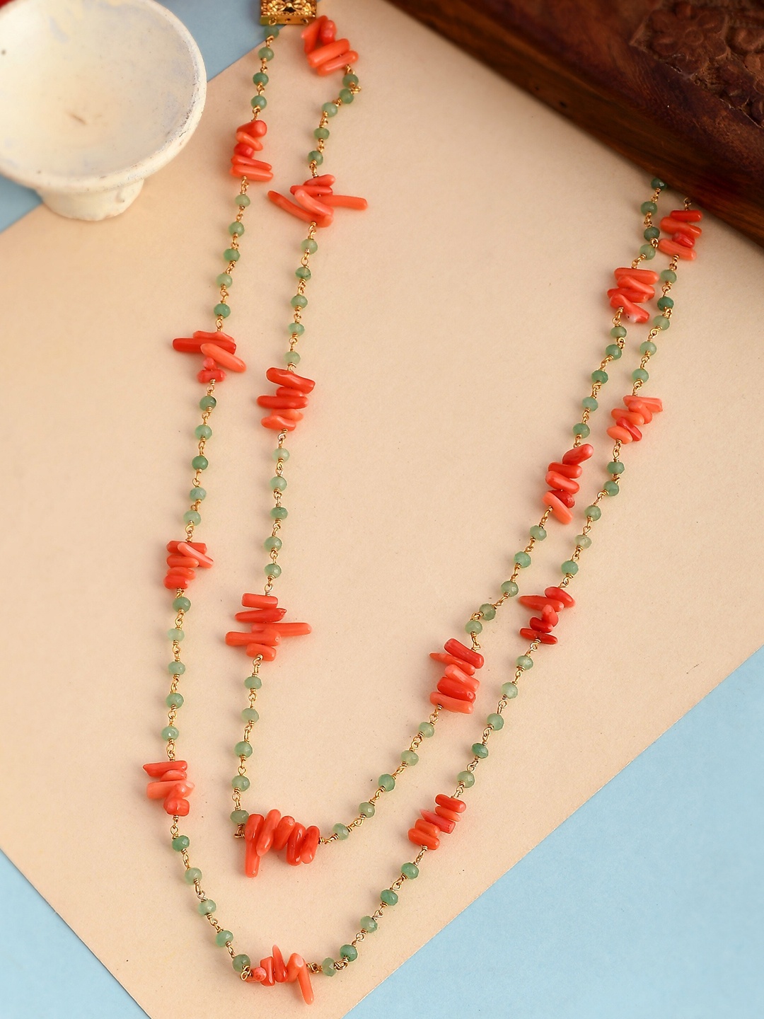 

DASTOOR Gold-Toned & Green Brass Gold-Plated Necklace
