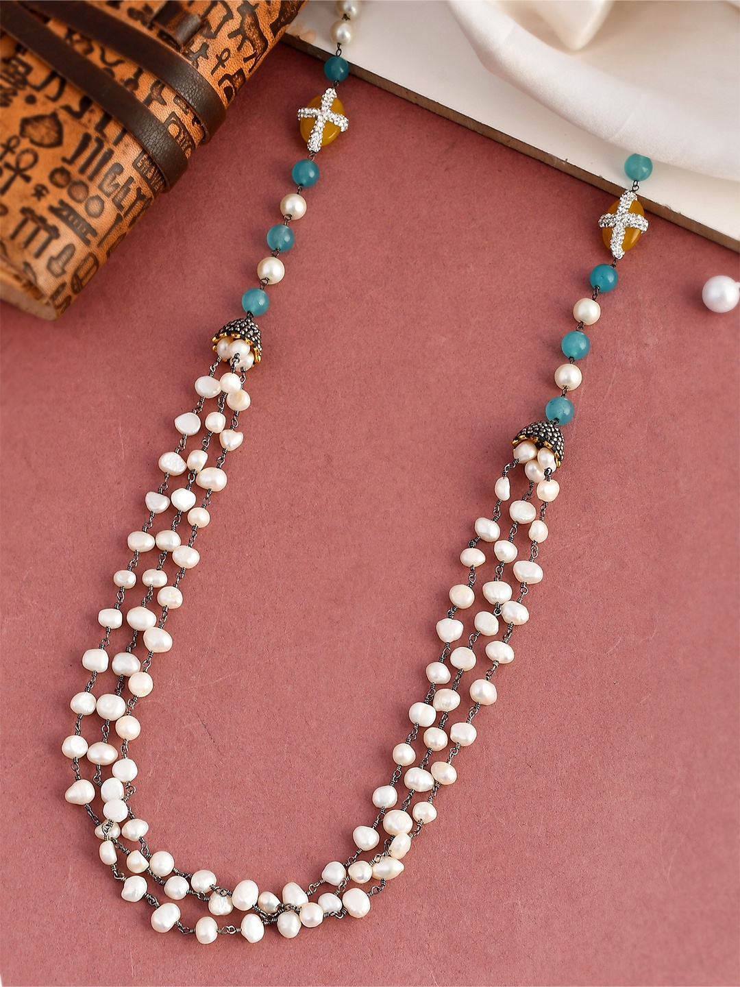 

DASTOOR Gold-Toned & White Brass Gold-Plated Necklace