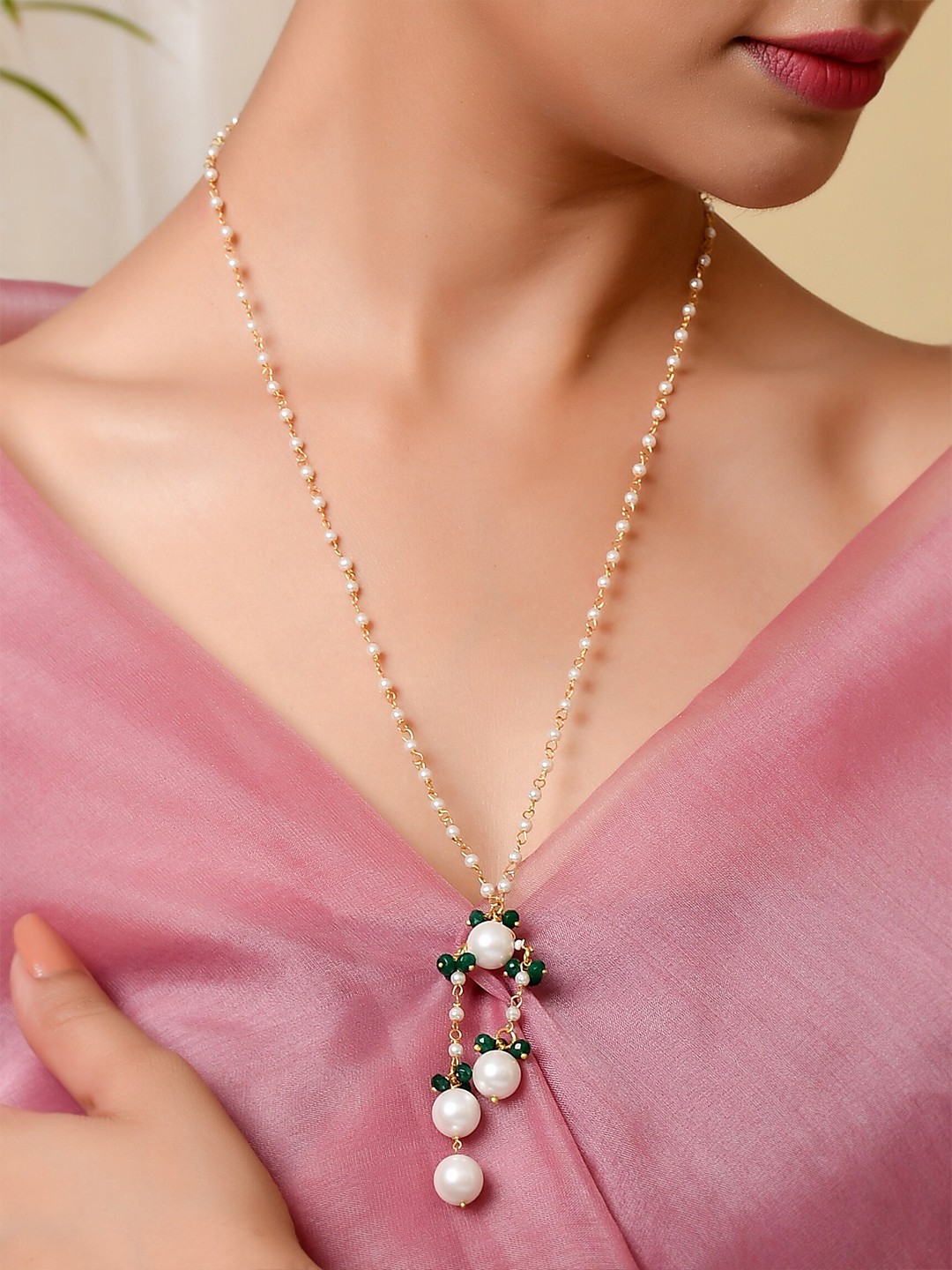 

DASTOOR Gold-Toned & White Brass Gold-Plated Necklace