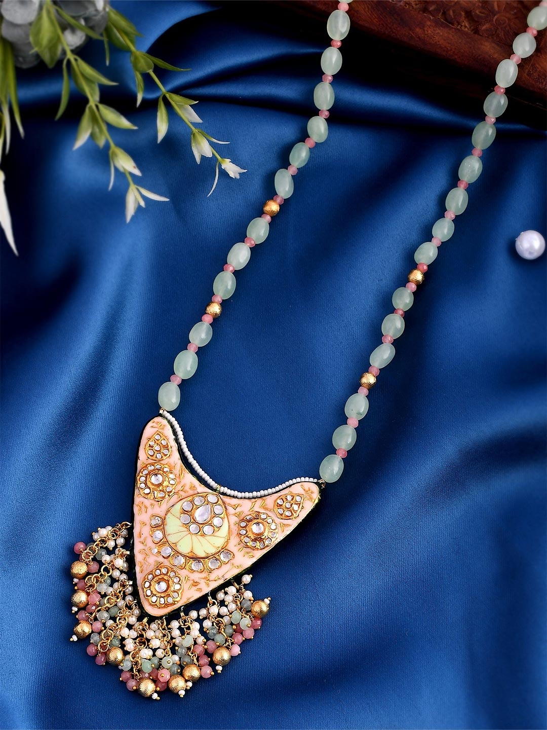 

DASTOOR Gold-Toned & Orange Brass Gold-Plated Necklace
