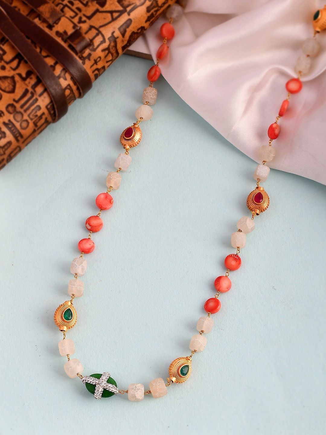

DASTOOR Gold-Toned & White Brass Gold-Plated Necklace