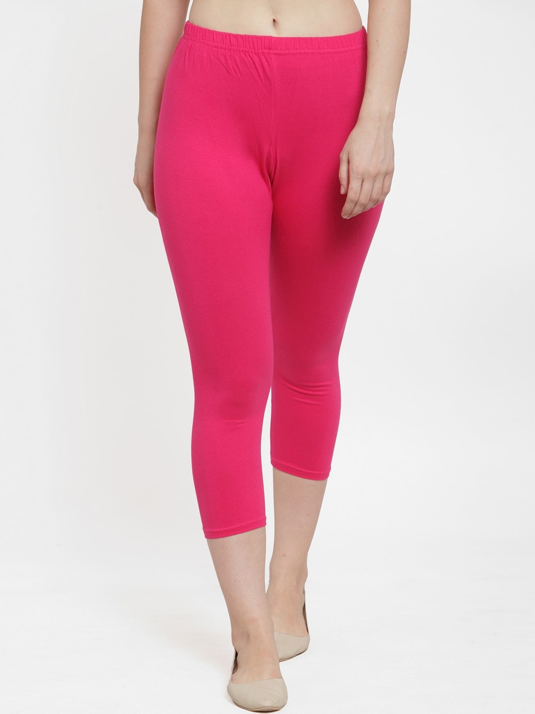 

Jinfo Women Pink Combod Cotton Lycra Capris