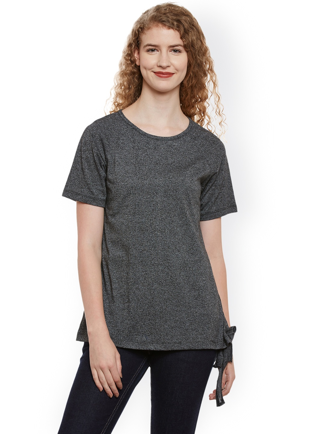 

Belle Fille Women Grey Solid Pure Cotton Top