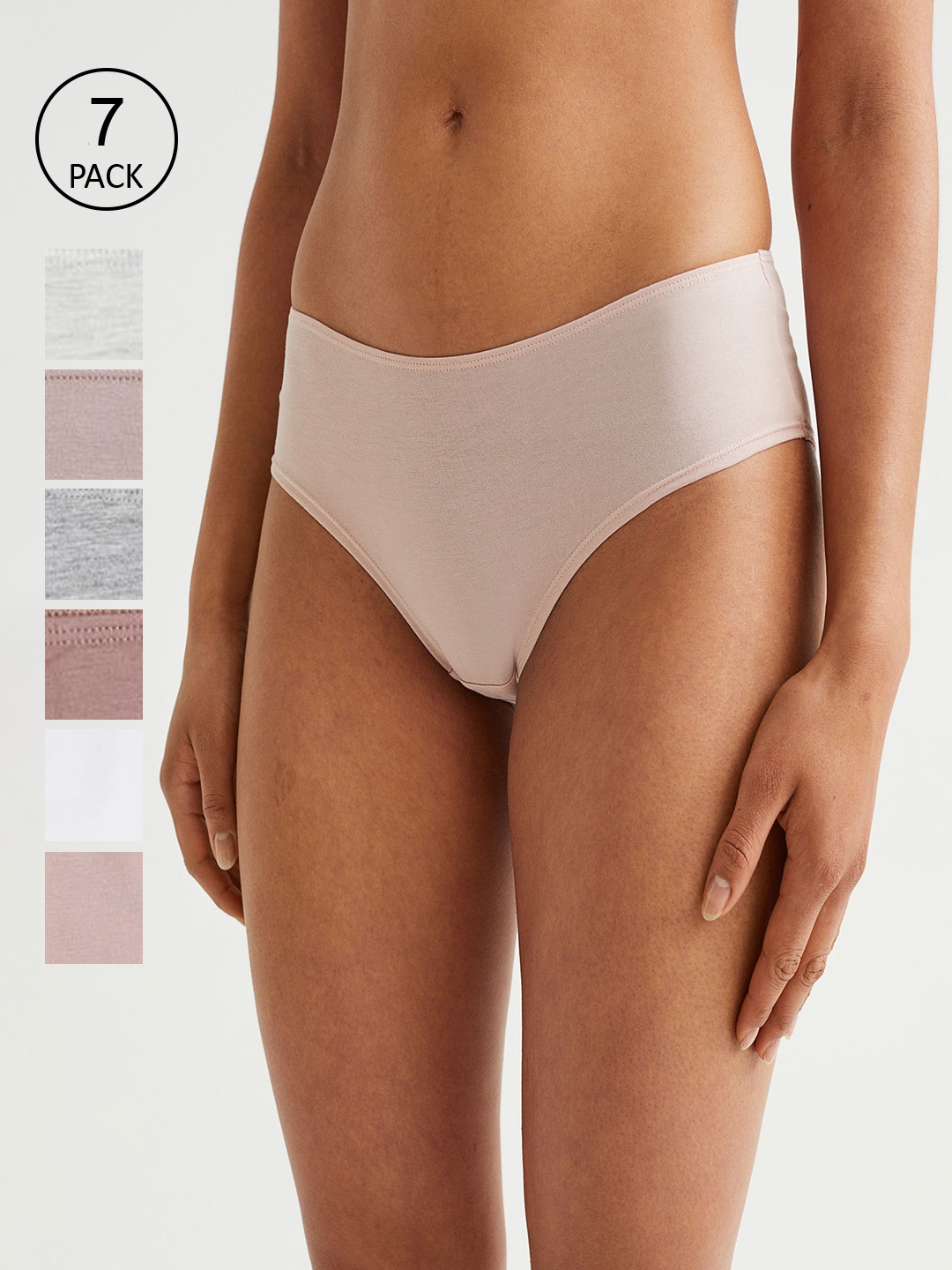 

H&M Women Grey & Pink 7-Pack Hipster Briefs 0688728045