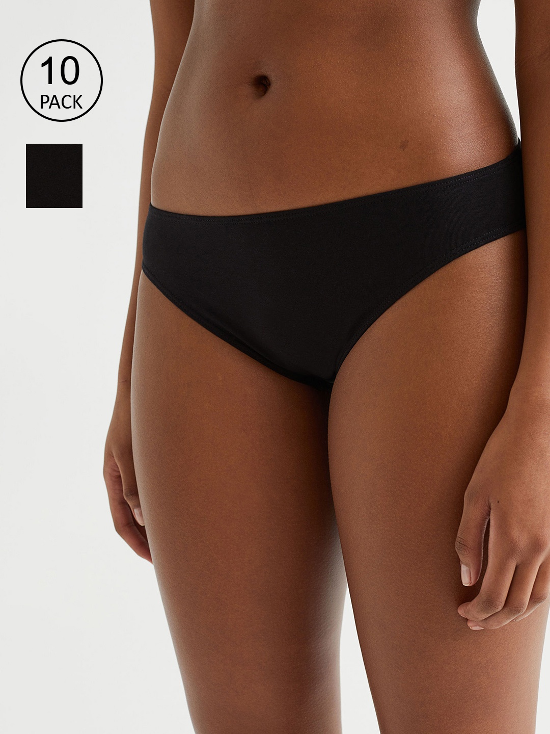 

H&M Women Black 10-Pack Cotton Bikini Briefs - 0980490002