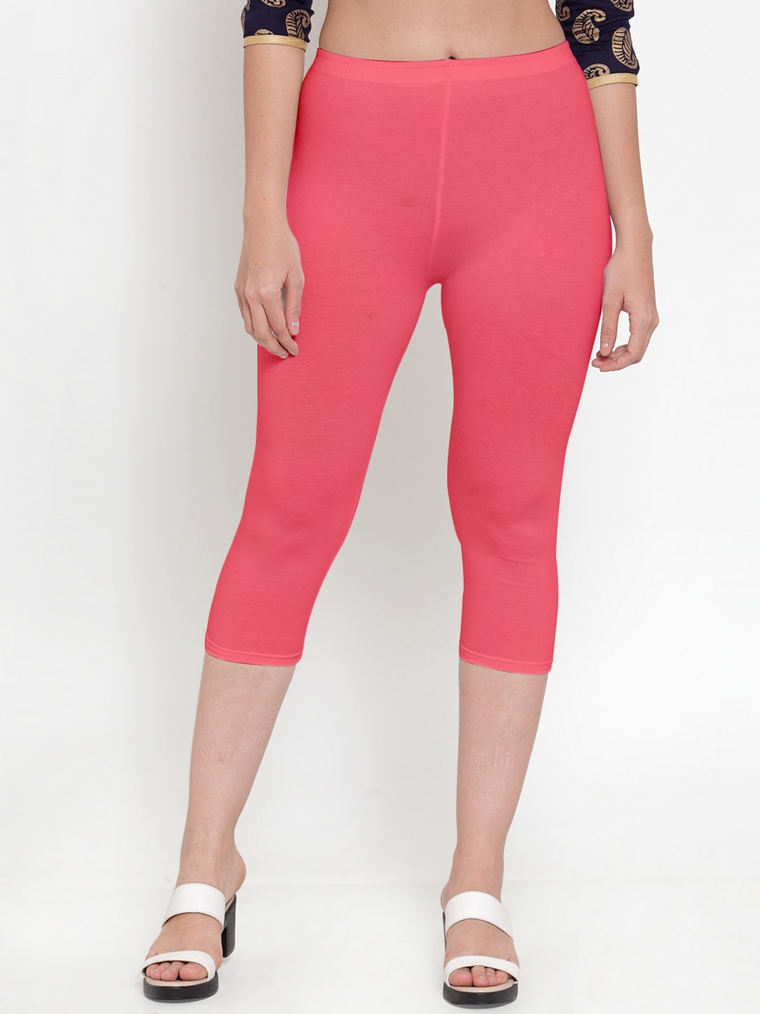 

GRACIT Women Pink Cotton Slim Fit Capris