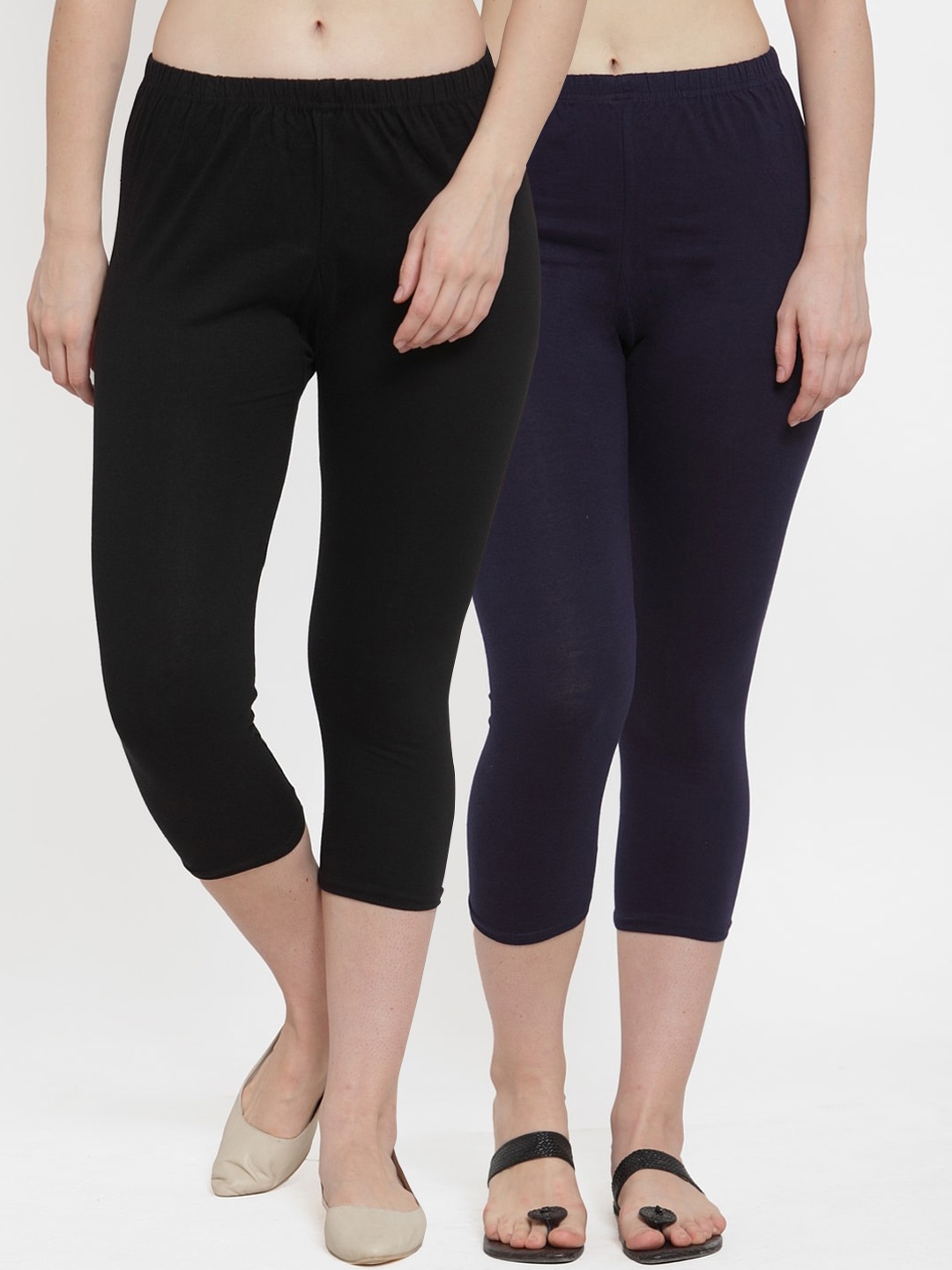 

GRACIT Women Black & Navy Blue Pack of 2 Capris