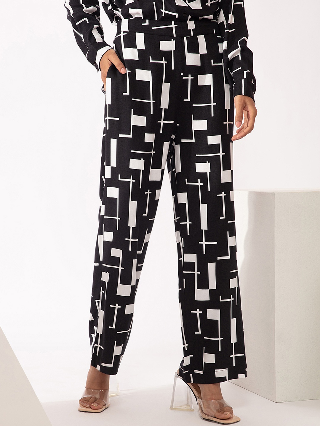 

20Dresses Women Black Printed High-Rise Trousers