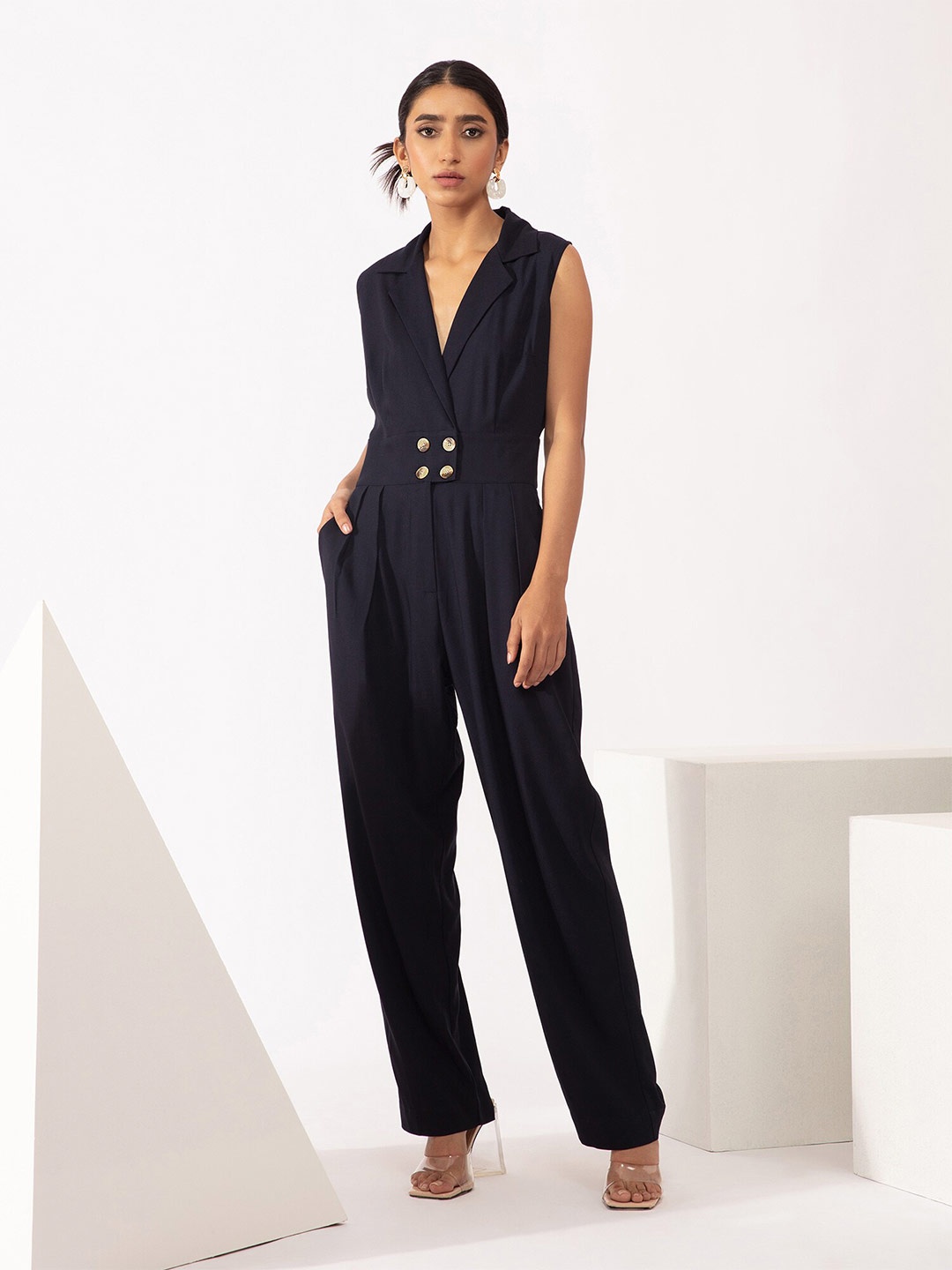 

20Dresses Women Navy Blue Solid Basic Jumpsuit