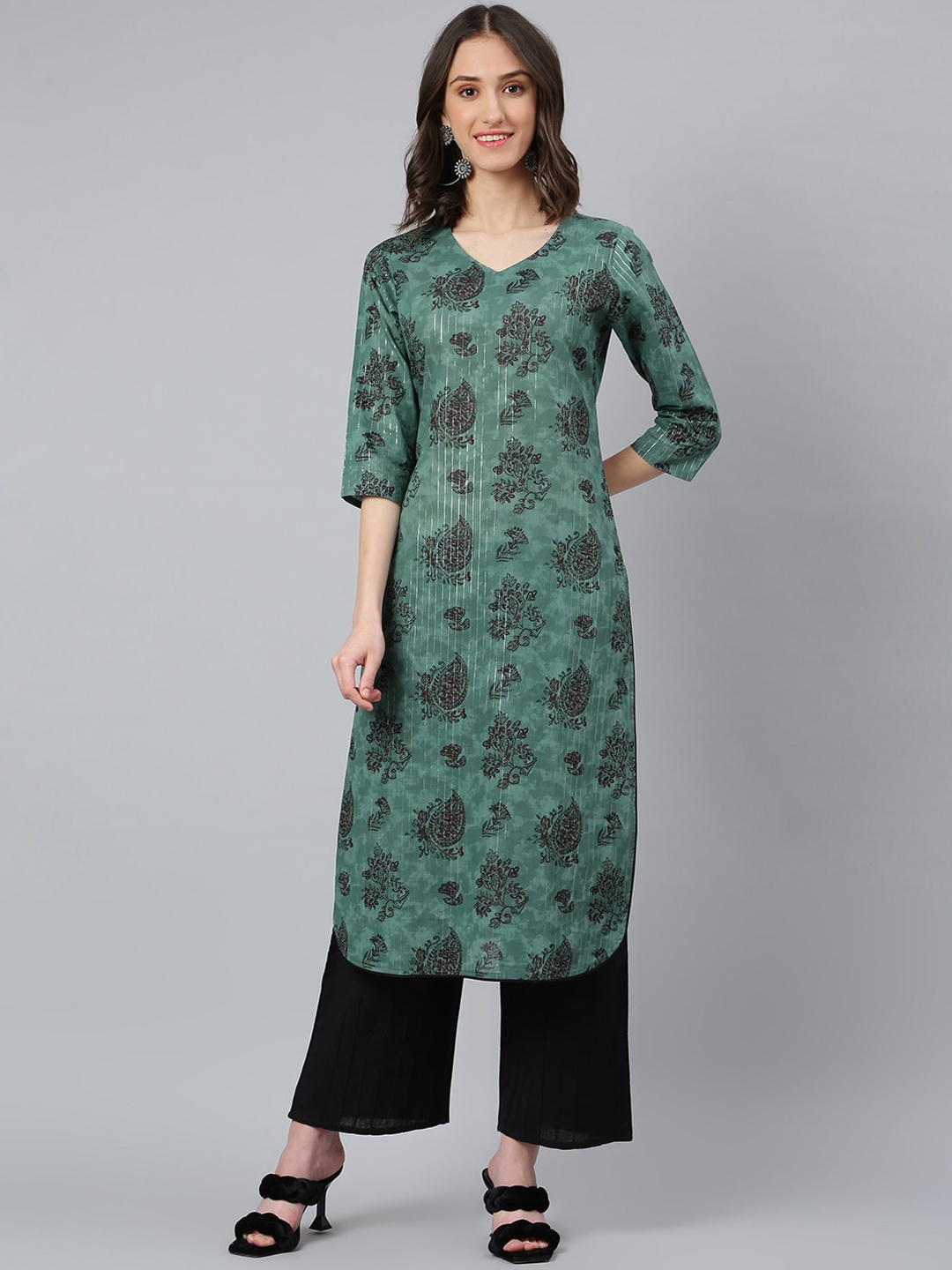 

Idalia Women Green Ethnic Motifs Printed Kurta
