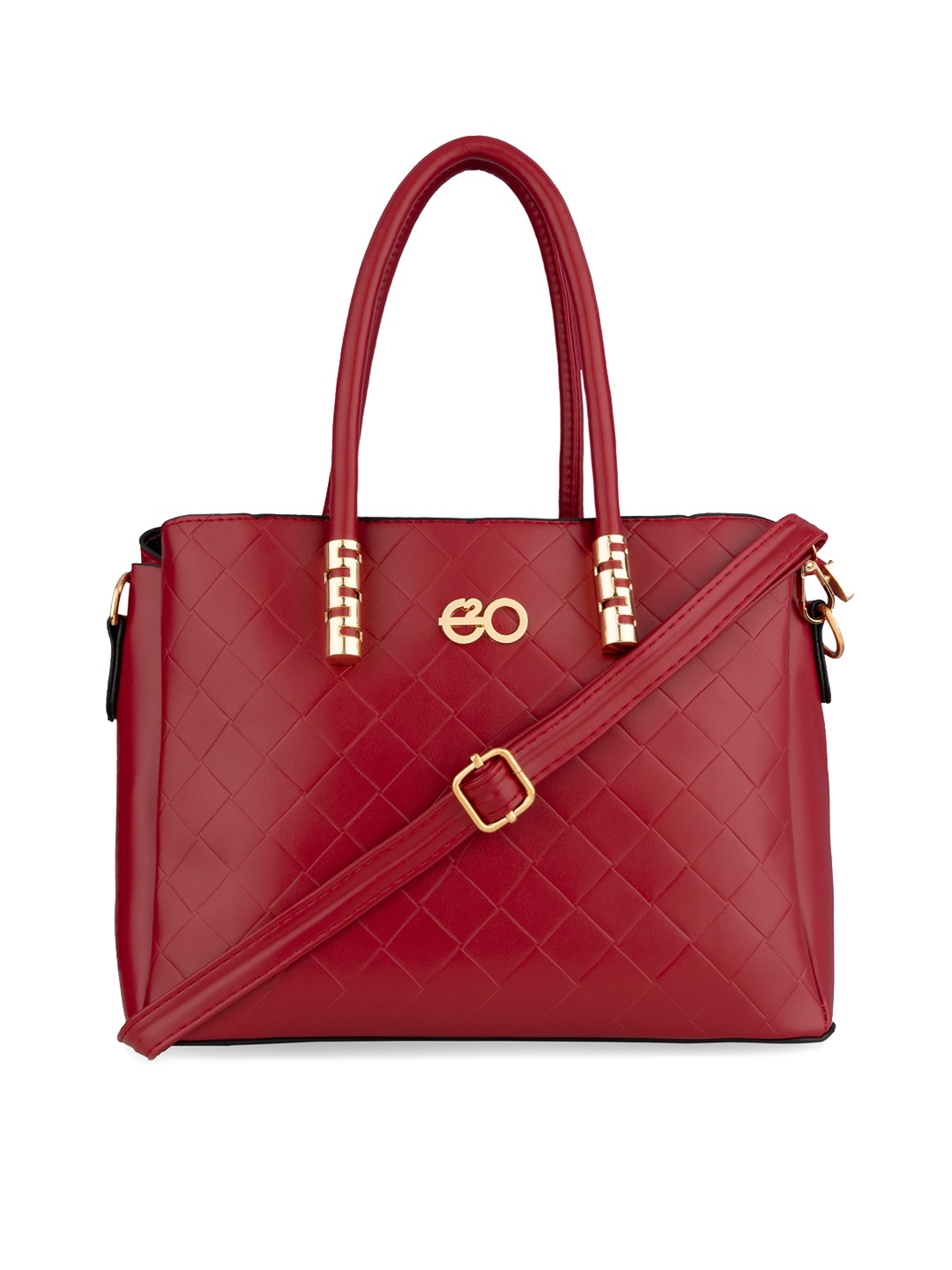 

E2O Red Geometric Textured PU Structured Handheld Bag