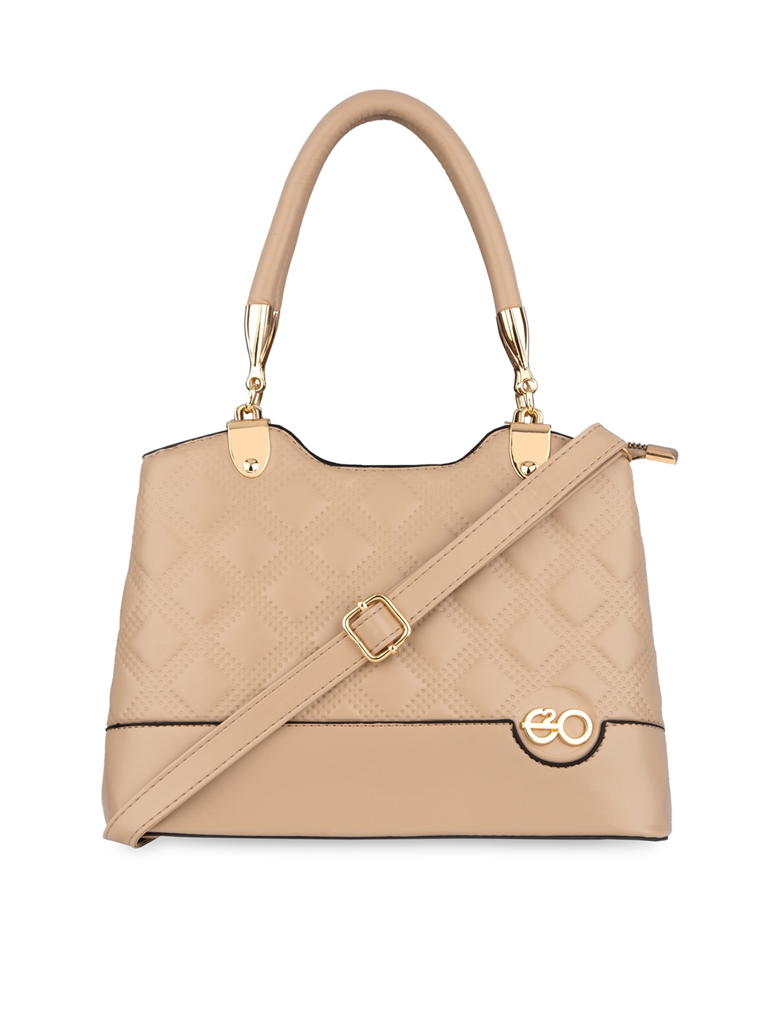 

E2O Beige Textured PU Structured Handheld Bag with Quilted