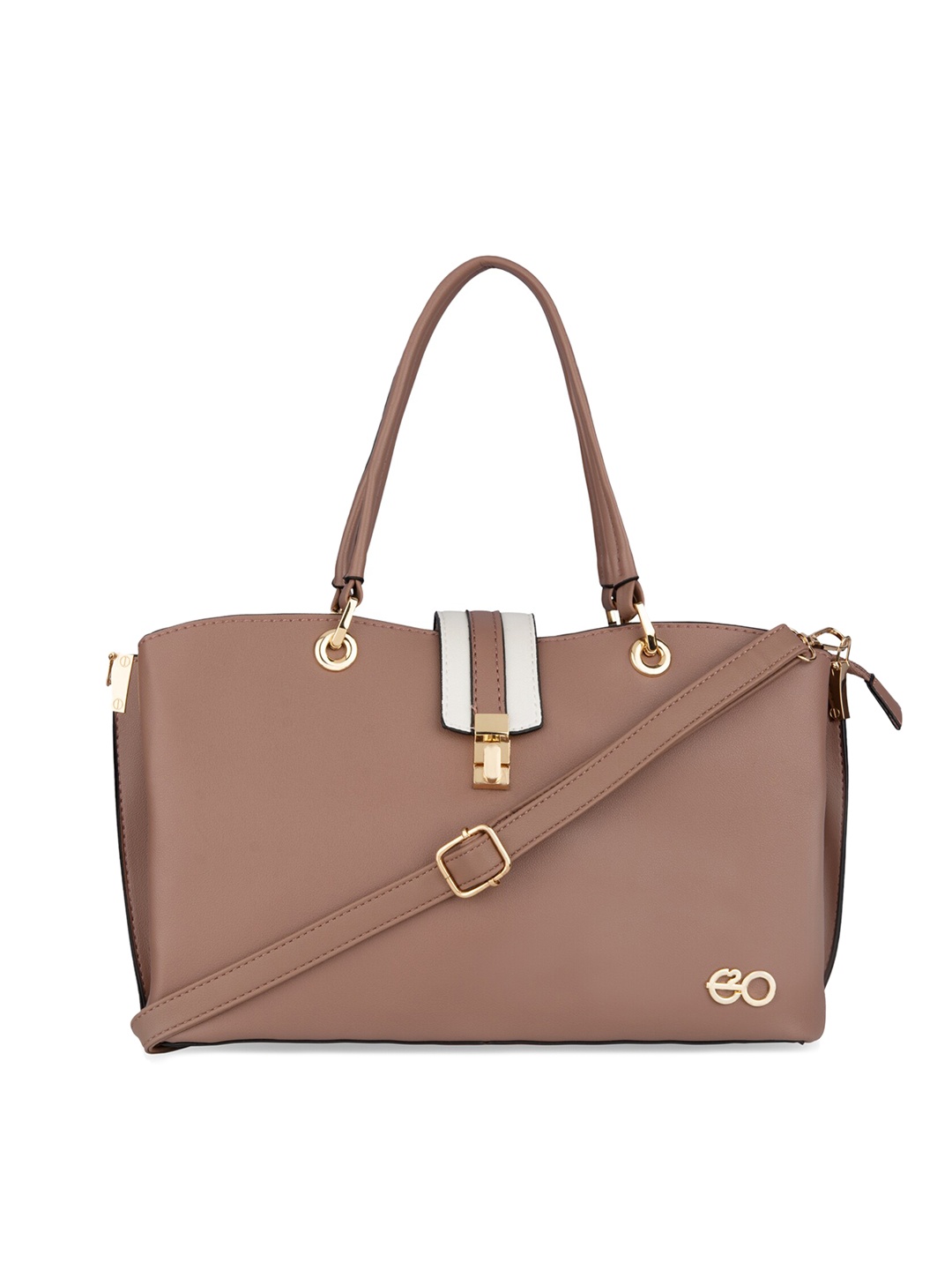 

E2O Brown Solid PU Structured Handheld Bag