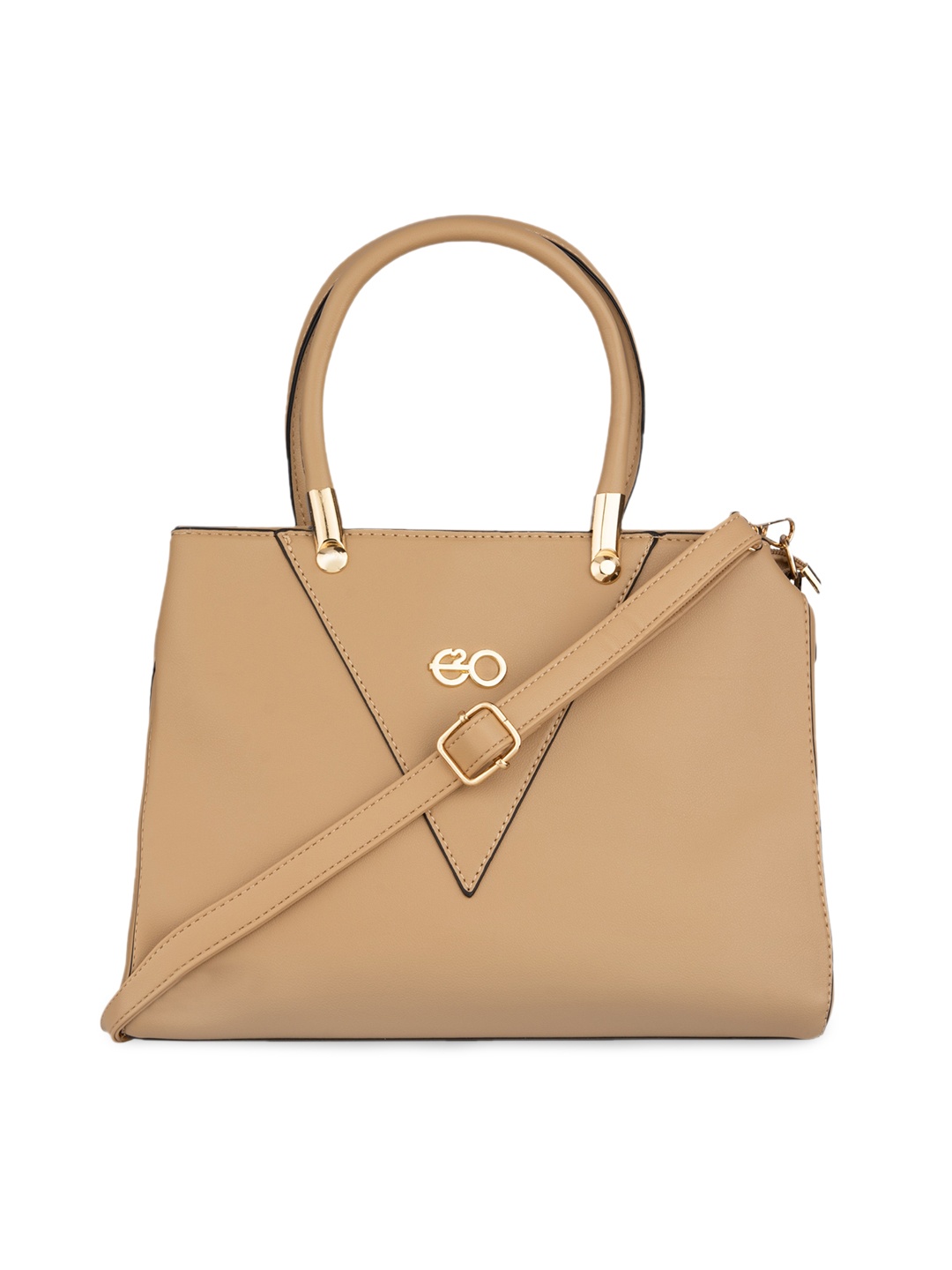 

E2O Women Beige PU Structured Handheld Bag With Bow Detail