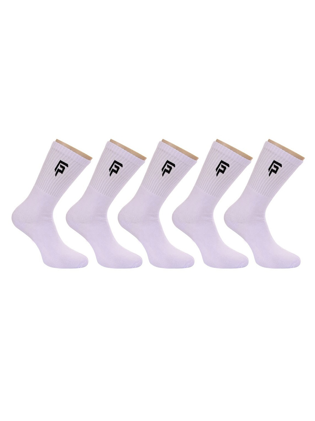 

FOOTPRINT Men 5 Pairs Anti Odour Organic Cotton Calf-Length Solid Bamboo Sports Terry Socks, White