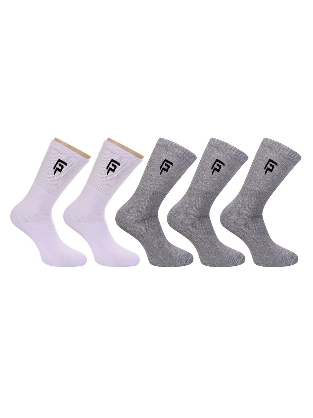 

FOOTPRINT Men 5 Pairs Anti Odour Organic Cotton Calf-Length Solid Bamboo Sports Terry Socks, White