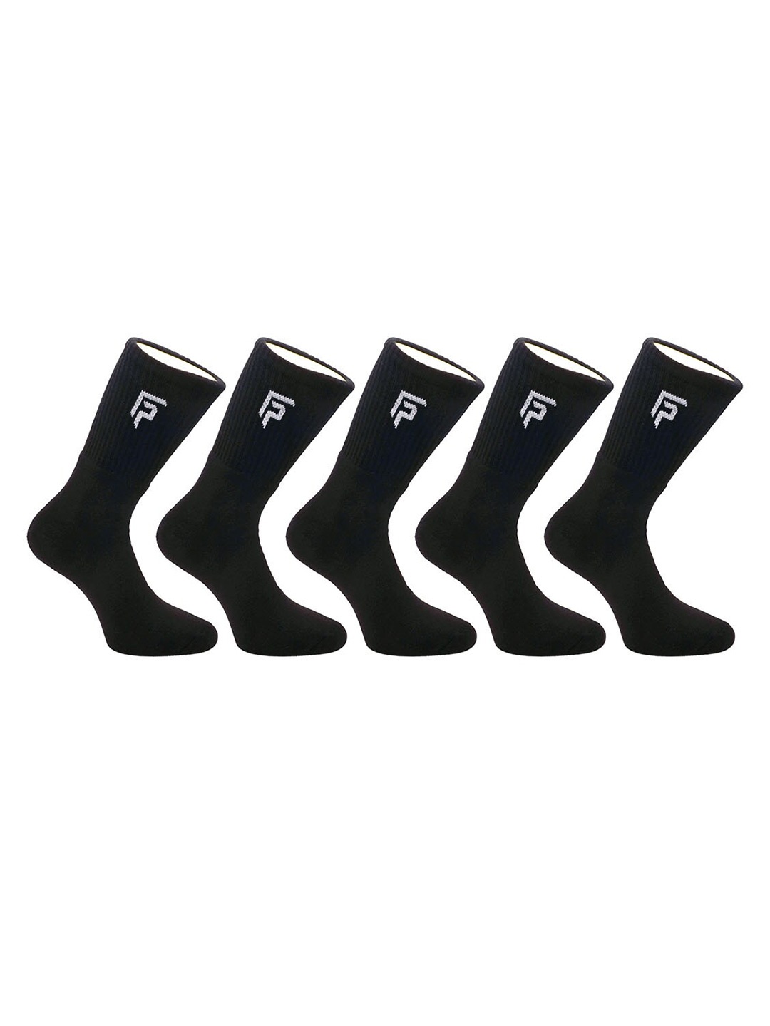 

FOOTPRINT Men 5 Pairs Anti Odour Organic Cotton Calf-Length Solid Bamboo Sports Terry Socks, Black