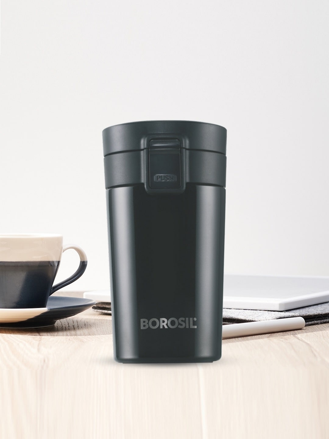 

BOROSIL Vacuum Insulated Leakproof Coffeemate Mug 540 ml, Black