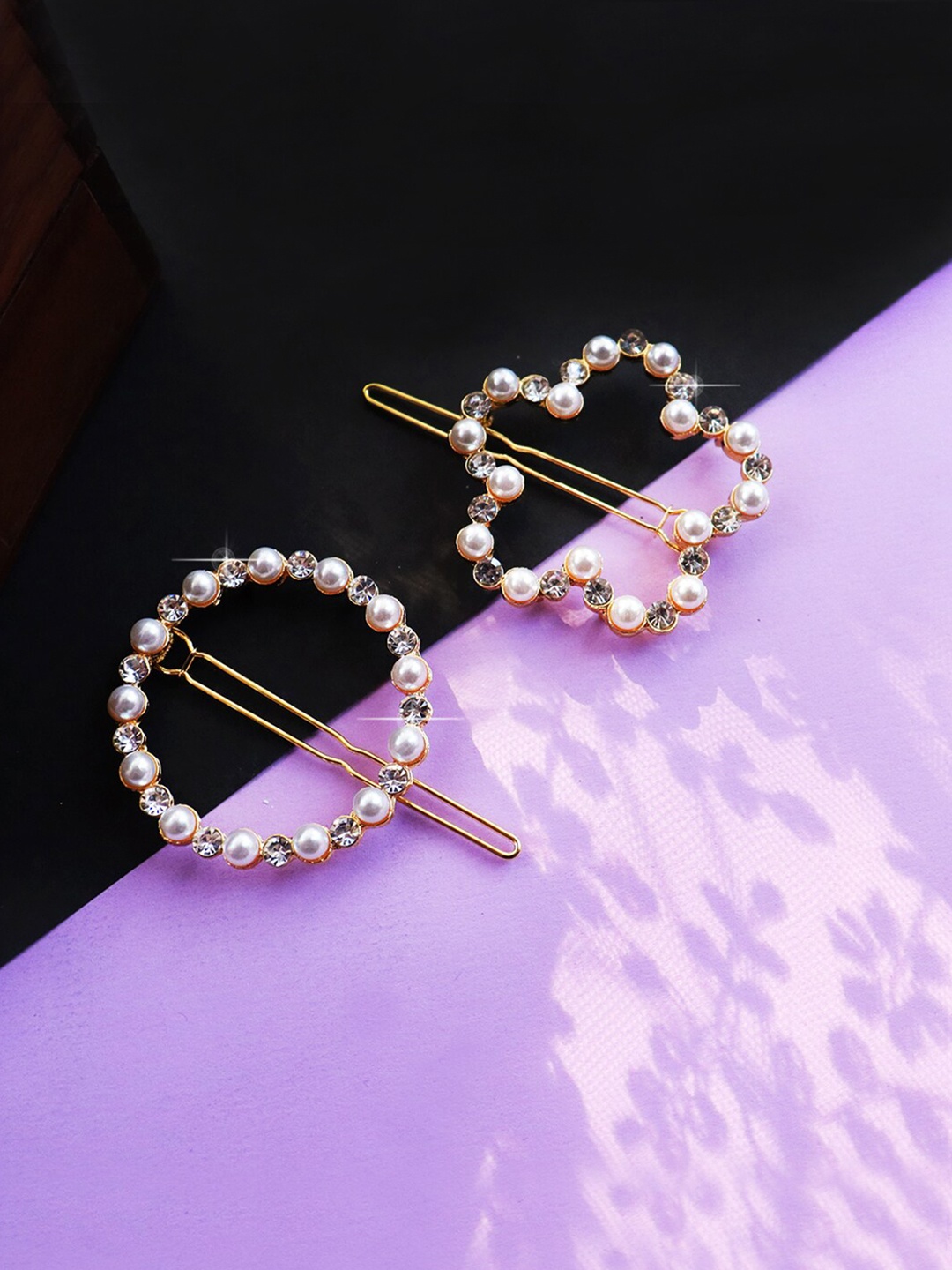 

Soho Boho Studio Women Set Of 2 Gold-Toned & White Bobby Pins
