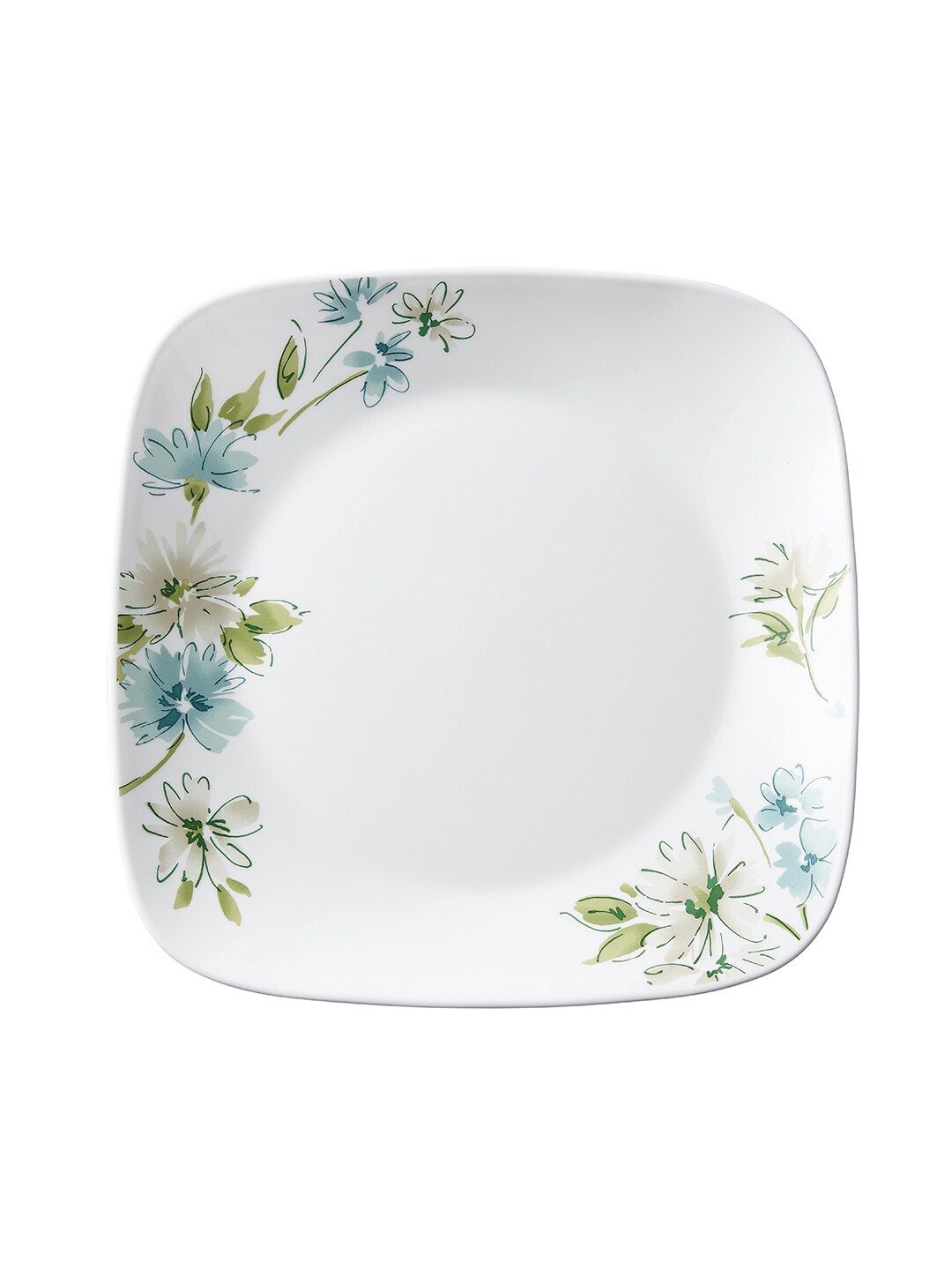 

Corelle Asia Square Round White & Green Set Of 6 Floral Printed Glossy Plates