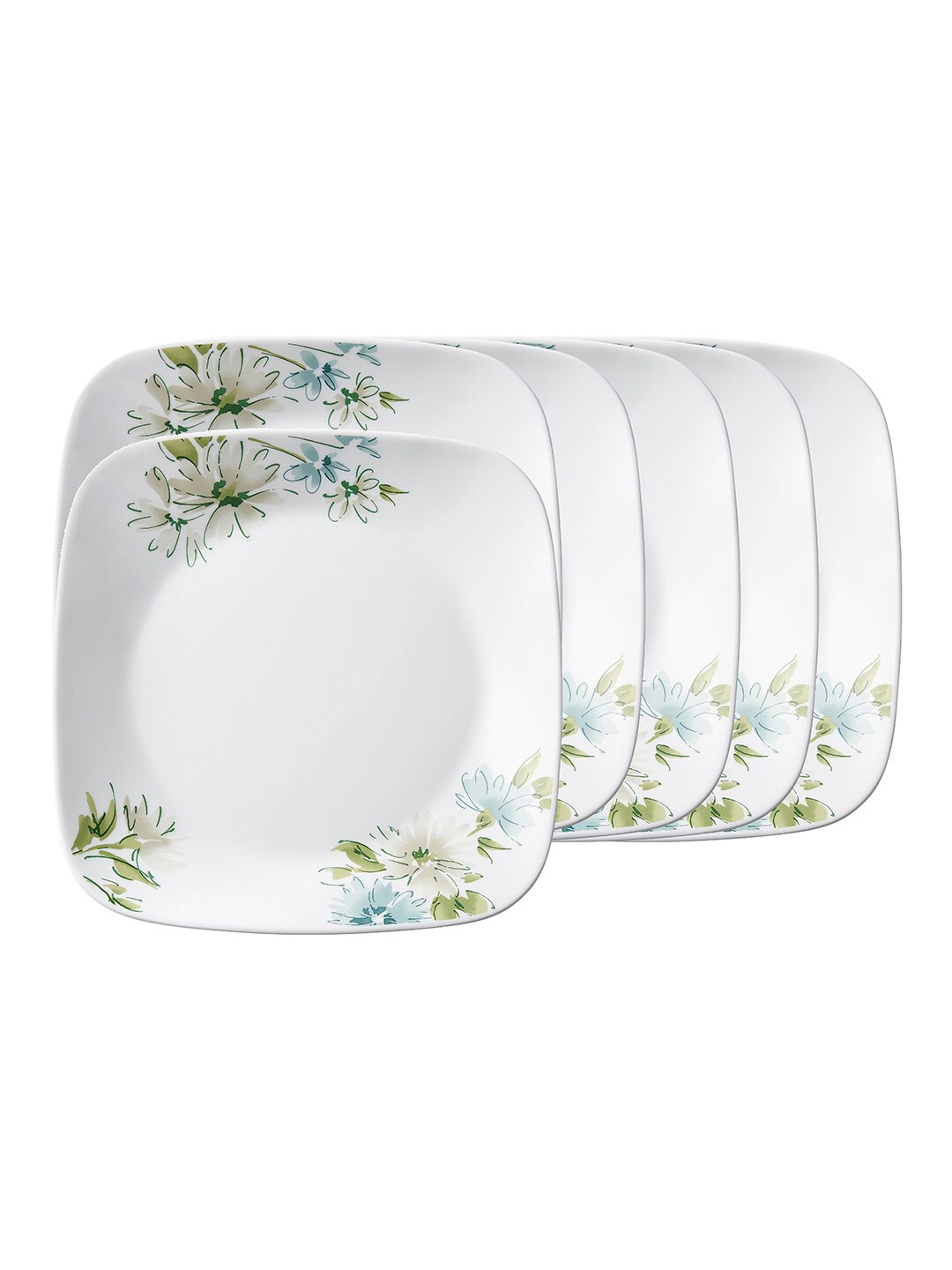 

Corelle Set of 6 Dishwasher And Microwave Safe Floral Printed Glossy Plates, White
