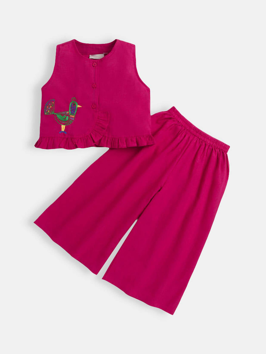 

Hopscotch Girls Pink & Green Embroidered Top with Trousers