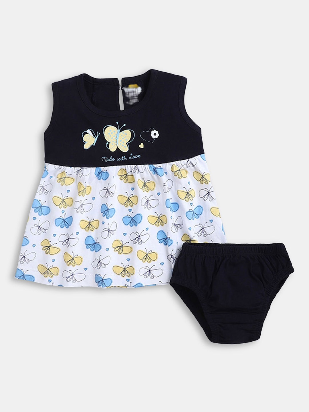 

Hopscotch Girls Navy Blue & White Printed Top with Shorts