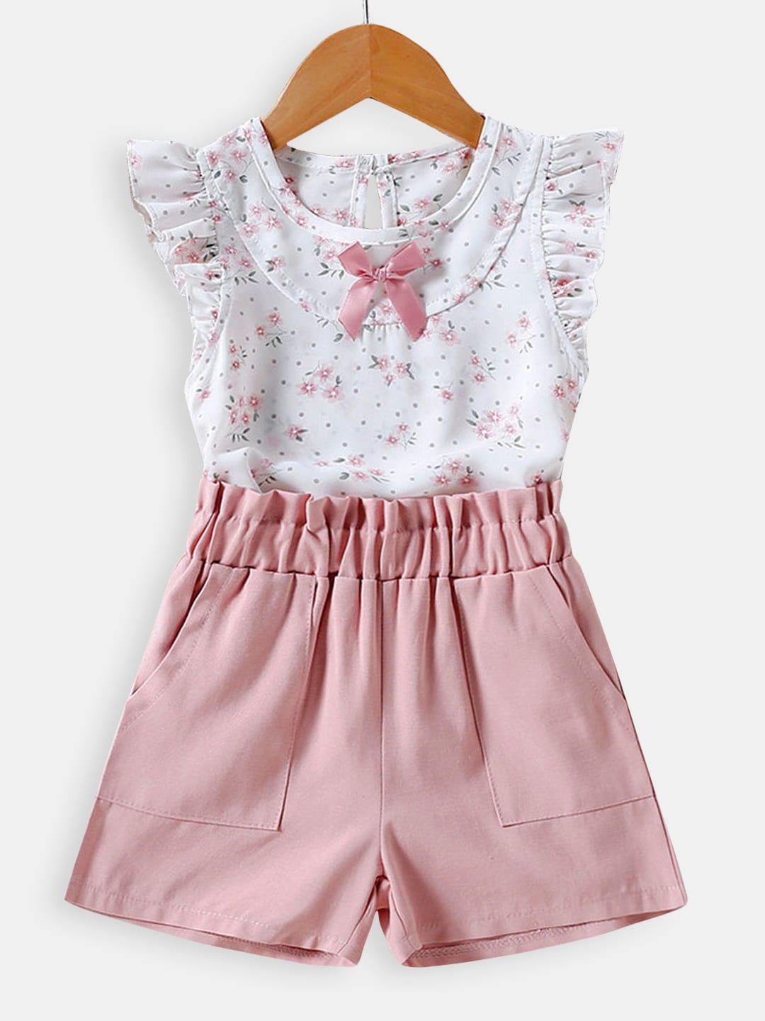 

Hopscotch Girls Floral Print Blouse and Shorts Set, Pink