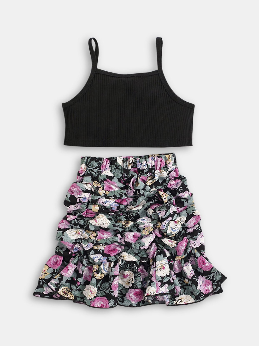 

Hopscotch Girls Black & Pink Top with Skirt