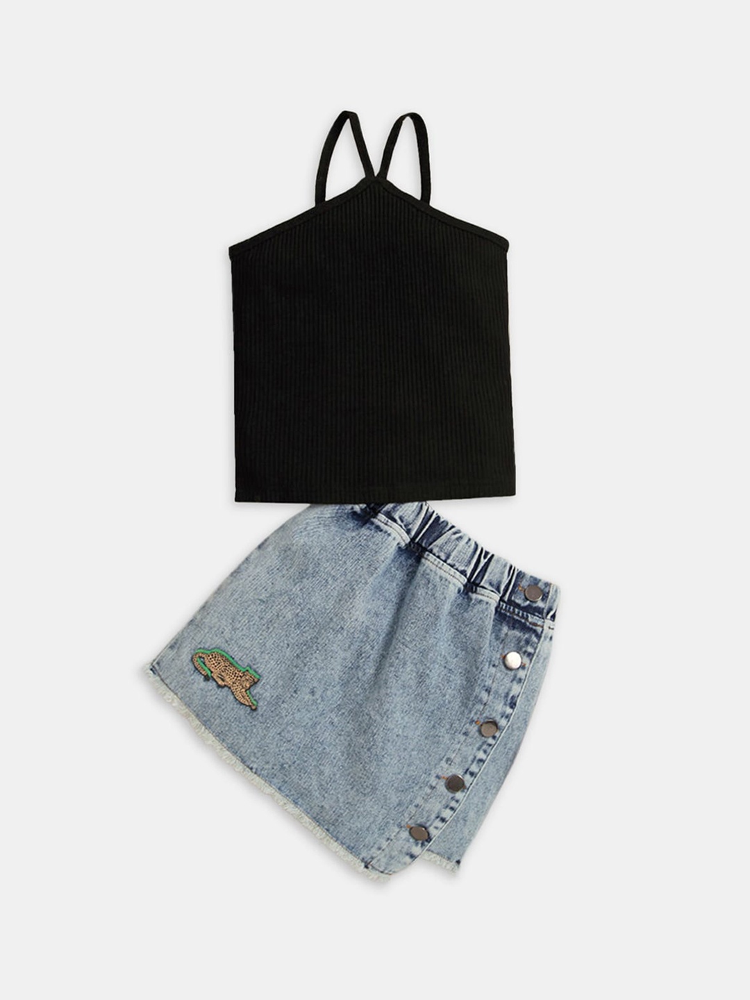 

Hopscotch Girls Black & Blue Top with Skirt