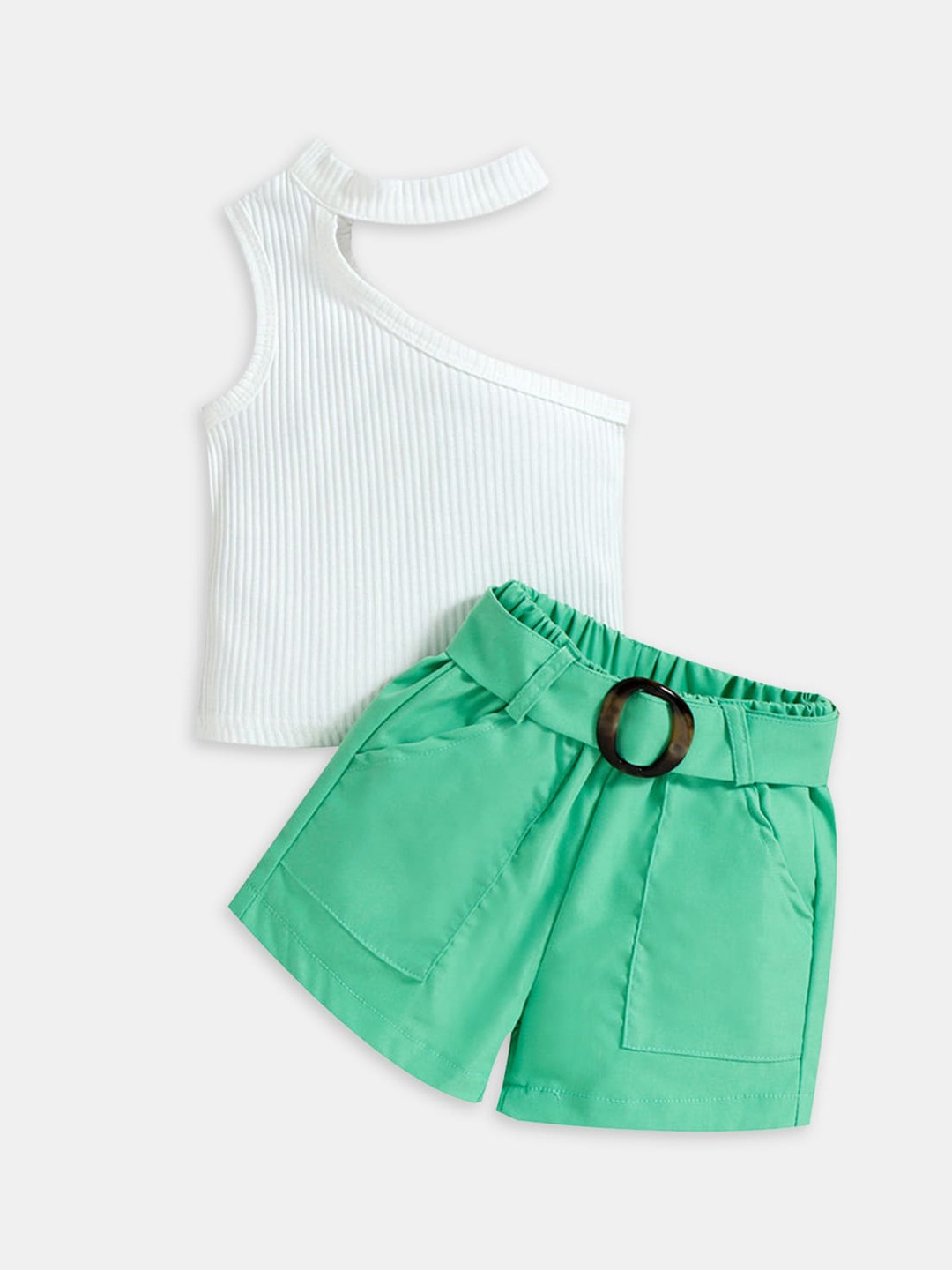 

Hopscotch Girls Green & White Top with Shorts