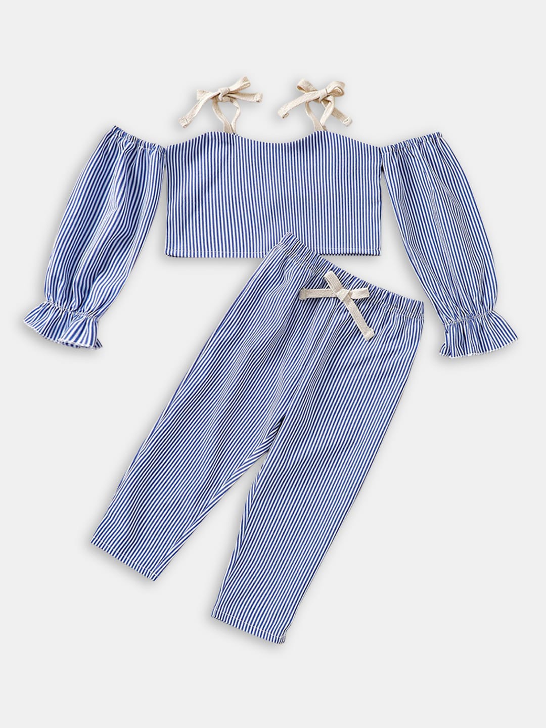 

Hopscotch Girls Blue & White Striped Top with Trousers