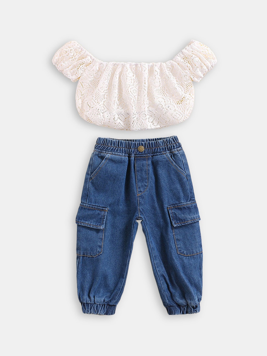 

Hopscotch Girls White & Blue Top with Jeans