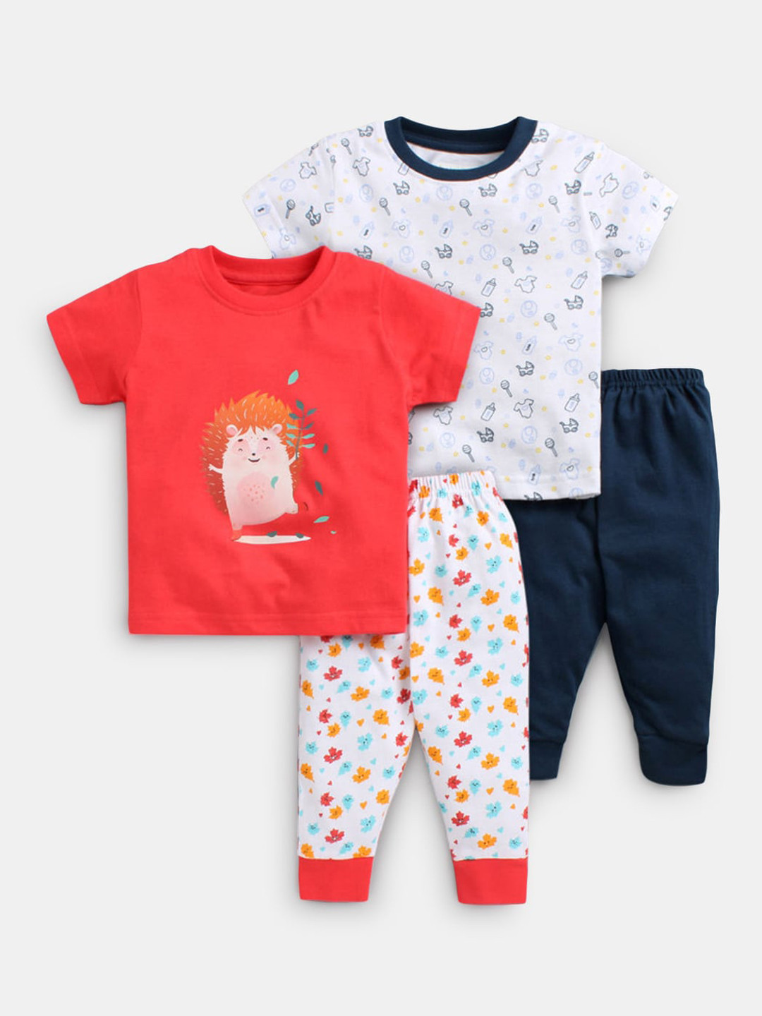

Hopscotch Boys Red & White Printed Clothing Set