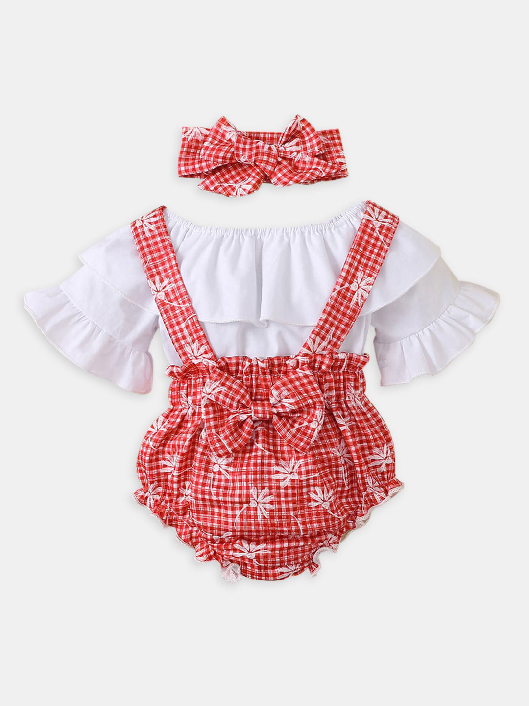 

Hopscotch Girls White & Red Top with Shorts Clothing set