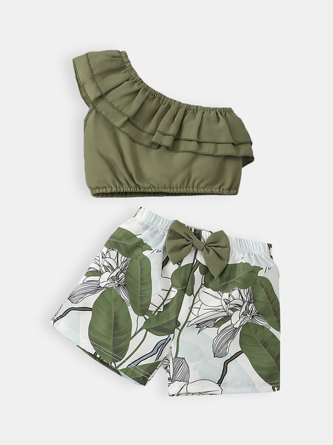 

Hopscotch Girls Green & White Top with Shorts