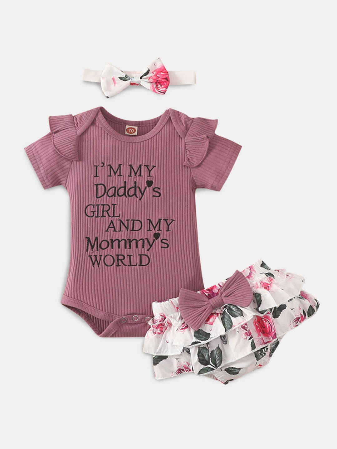 

Hopscotch Girls Mauve & White Printed Top with Skirt