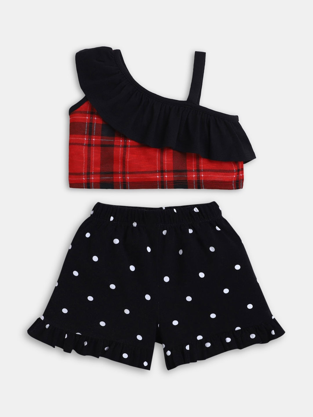 

Hopscotch Girls Red & Black Checked Top with Shorts