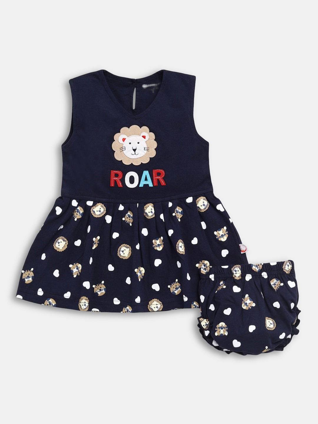 

Hopscotch Girls Navy Blue & White Printed Top with Shorts