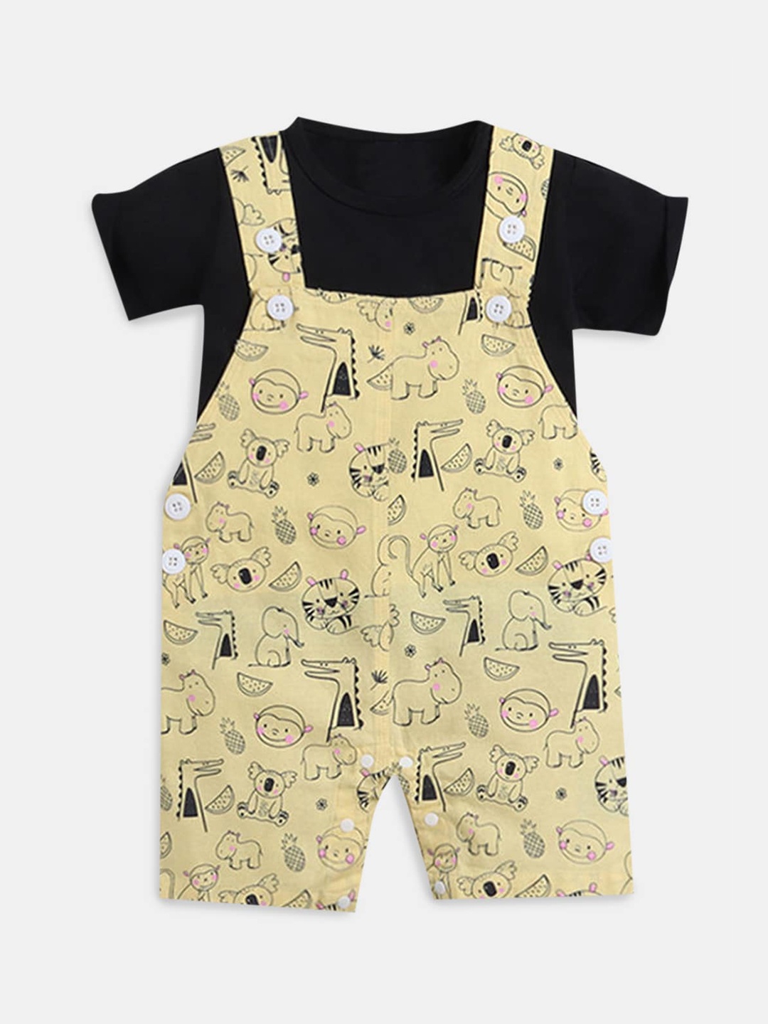 

Hopscotch Boys Yellow & Black T-shirt with Dungaree Set